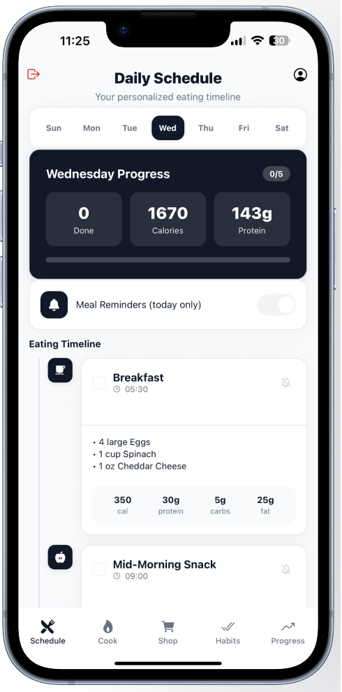 CutPhase app on iPhone showing phase-aligned daily plan